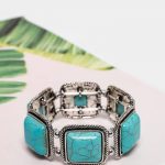 SILVER TURQUOISE STRETCHY BRACELET